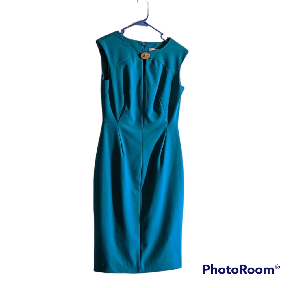 Calvin Klein teal fitted career dress
